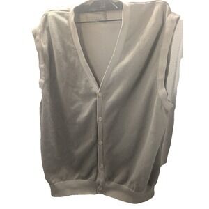 Vintage Preppy Sweater Vest Cotton Button Front Classic Haggar Grandpa XL